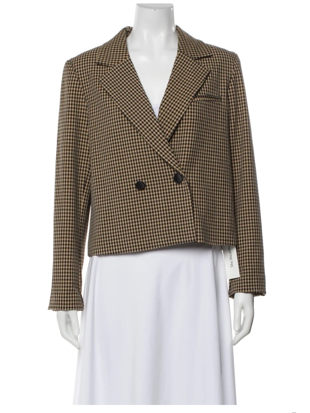 House of Harlow 1960 Brown and Black Houndstooth Cropped Blazer. Size XS